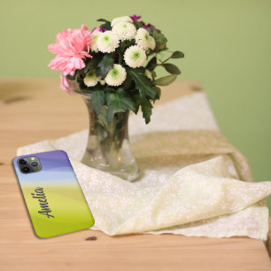 Geometrische golflavendel blauw geel met naam iPhone 11 pro hoesje