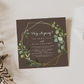 Geometrische Goud Bruin Groen Elopement Receptie Kaart