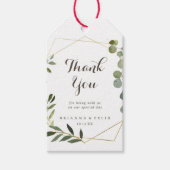 Geometrische Goud Bruin Groene bruiloft Dank u Cadeaulabel (Voorkant)