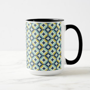 Geometrische goud- en blauwpatroon mok
