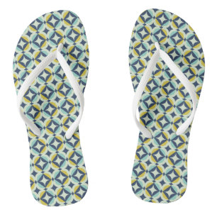 Geometrische goud- en blauwpatroon teenslippers