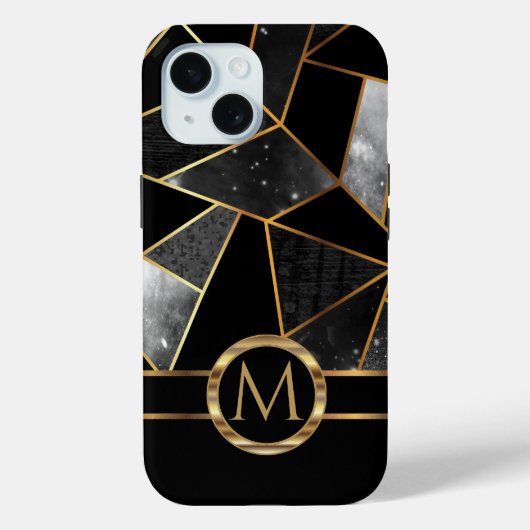 Geometrische goud en zwart Case-Mate iPhone case (Achterkant)