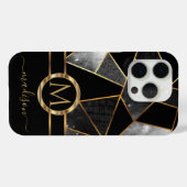 Geometrische goud en zwart Case-Mate iPhone case (Achterkant (horizontaal))