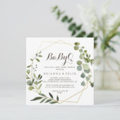 Geometrische goudbruine BabyQ Baby shower Barbecue Kaart (Staand voorkant)