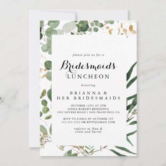 Geometrische goudbruine bruidsmaiden Luncheon Show Kaart (Voorkant)