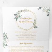 Geometrische gouden blad Trifold bruiloft uitnodig Drieluik Uitnodiging (Binnenzijde eerst)