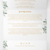 Geometrische gouden blad Trifold bruiloft uitnodig Drieluik Uitnodiging (Binnenkant midden)