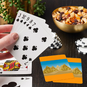 Geometrische Gouden Egyptische Piramides Woestijnl Pokerkaarten