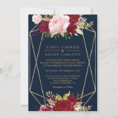 Geometrische gouden en rode tropische bruiloft kaart (Voorkant)