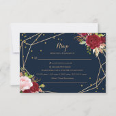 Geometrische gouden glitter en rode Rsvp Menu Keuz (Voorkant)