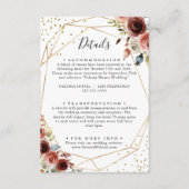 Geometrische gouden glitter lente bruiloft details informatiekaartje (Voorkant)