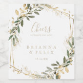 Geometrische gouden groen blij bruiloft wijnlabels wijn etiket (Enkel label)