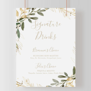 Geometrische Gouden Groene Herfst Signature Dranke Poster