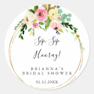 Geometrische Gouden Herfst Sip Sip Hooray Bruiloft Ronde Sticker