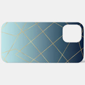 Geometrische gouden lijnen Blauw gradiëntontwerp Case-Mate iPhone Case (Achterkant (horizontaal))