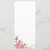 Geometrische gouden lijst roze bloemenuitnodiging  programma (Achterkant)