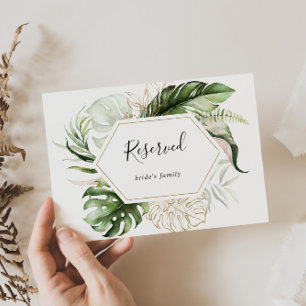 Geometrische gouden tropische bruiloft Gereserveer