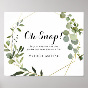 Geometrische Gouden Tropische Groene Trouw Oh Snap Poster