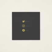 Geometrische goudoorhouder en sociale pictogrammen vierkante visitekaartjes (Achterkant)