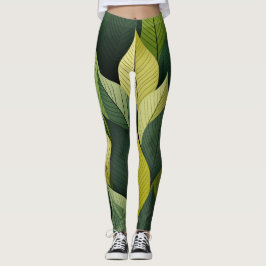 Geometrische Green Leaf All-Over-Print Leggings