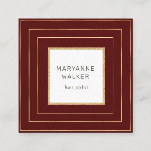 geometrische grens rode salon haarstylist elegant vierkante visitekaartje