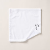 geometrische grijs sinaasappel witte naam bad handdoek (Wasdoekje)