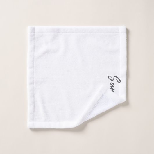  geometrische grijs sinaasappel witte naam bad handdoek (Wasdoekje)