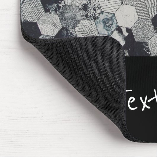 Geometrische grijs, wit en zwart hexagon patroon muismat (Hoek)