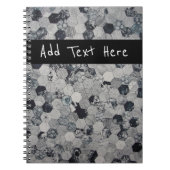 Geometrische grijs, wit en zwart hexagon patroon notitieboek (Voorkant)