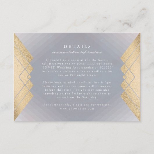 Geometrische grijze Gatsby Wedding Enclosure Card RSVP Kaartje (Voorkant)