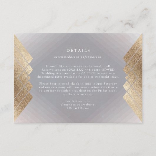 Geometrische grijze goudfilie-bruiloft RSVP kaartje (Voorkant)