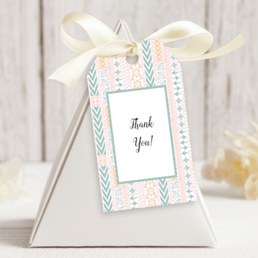 Geometrische groen doorsnede cadeaulabel