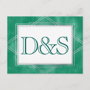 Geometrische groene Art Deco   Moderne RSVP-struct Uitnodiging Briefkaart