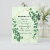 Geometrische groene Eucalyptus laat de datum op Informatiekaartje (Staand voorkant)