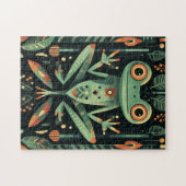 geometrische groene kikker legpuzzel (Horizontaal)