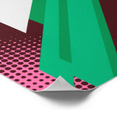 Geometrische groene, roze en witte strepen poster (Hoek)