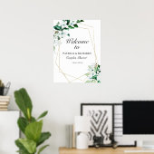 Geometrische groene welkomstbord voor koppel bruil poster (Thuiskantoor)