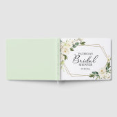 Geometrische groene witte bloemengebruiloftsdouche gastenboek (Volledig)
