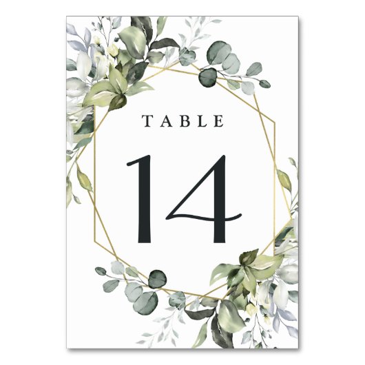 Geometrische groenery Modern Gold Succulent Weddin Kaart (Voorkant)