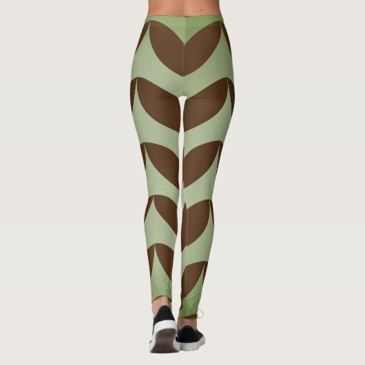 Geometrische halve cirkel bruin & groen trendy des leggings (Achterkant)