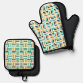 Geometrische Harmony Oven Mitts & Pot Houders Set (Voorkant / Achterkant)
