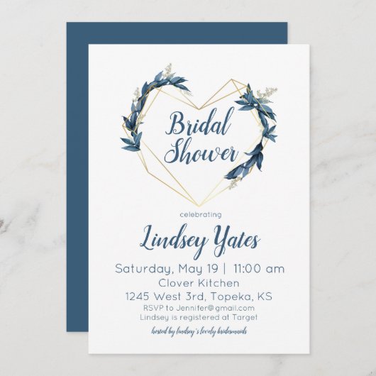 Geometrische hart bruids douche uitnodiging (Voorkant / Achterkant)