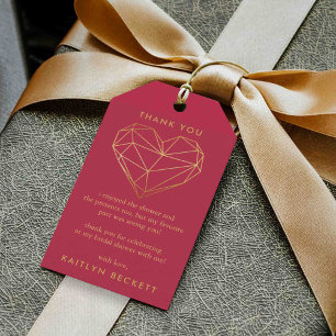 Geometrische Hart Valentijnsdag Bruidsbruiloft Cadeaulabel