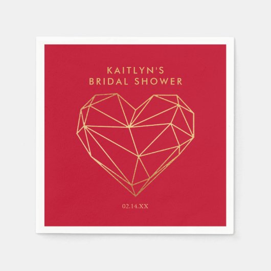 Geometrische Hart Valentijnsdag Bruidsbruiloft Servet (Voorkant)