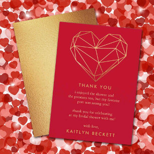 Geometrische Hart Valentijnsdag Bruidsfeest Bedankkaart