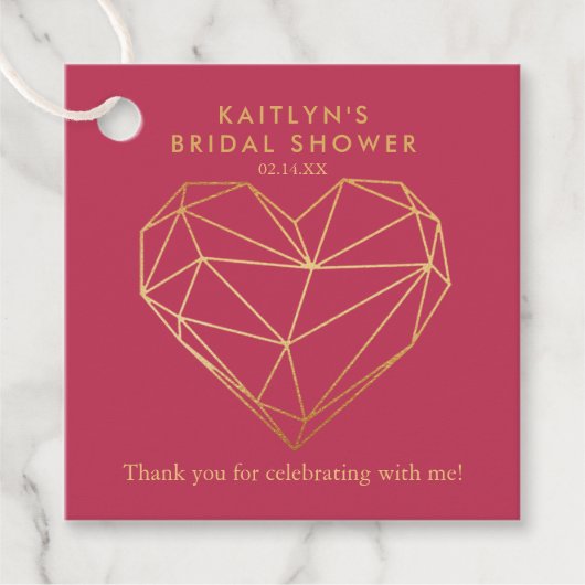 Geometrische Hart Valentijnsdag Bruidsuitnodiging Bedankjes Labels (Voorkant)