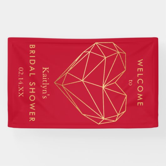 Geometrische Hart Valentijnsdag Bruidsuitnodiging Spandoek (Horizontaal)