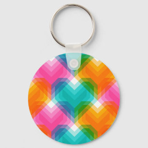 Geometrische harten in psychedelische kleuren (1) sleutelhanger