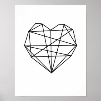 Geometrische hartslag Minimale wandbekleding zwart Poster