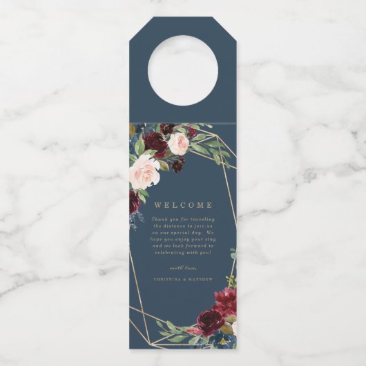 Geometrische Herfst Elegance Welkomstflesje Flessenhanger (Voorkant)